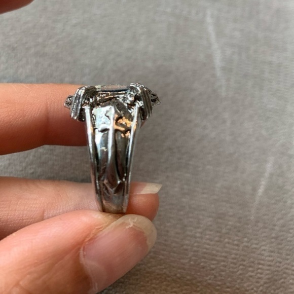 Takara Tomy Hitman Reborn Key Chain Swing Vongola Cross Ring Silver Tone Blue - Picture 6 of 7